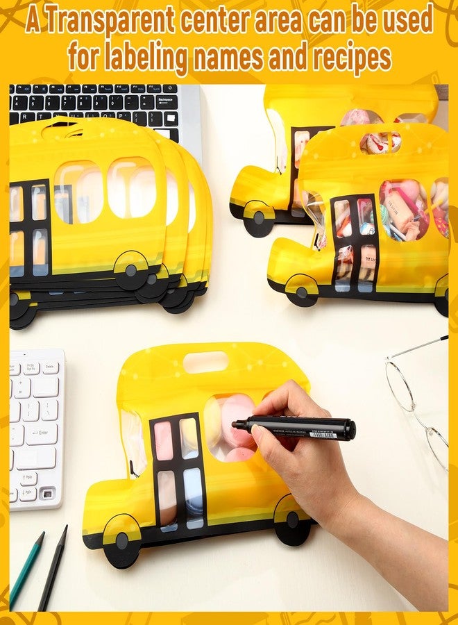 Watersay 50 Pcs Back to School Bus Goodie Bags Yellow School Bus Resealable Gift Bag Thank You Teacher Appreciation Driver Gifts Plastic Treat Candy Bag with Handle for Birthday Party - Image 4